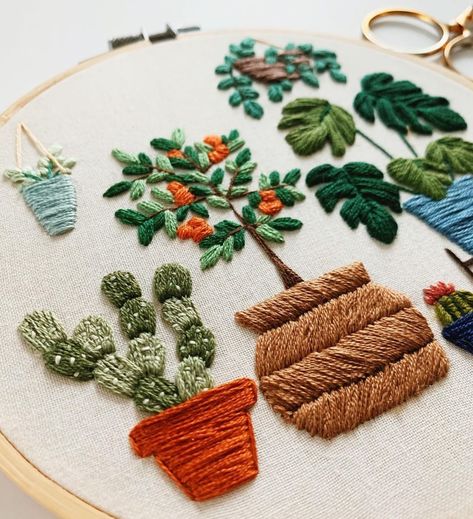 Plant Embroidery Pattern, Monstera Embroidery, Plant Vibes, Plant Embroidery, Plants Pattern, Botanical Embroidery, Diy Event, Hand Embroidery Projects, Orange Tree