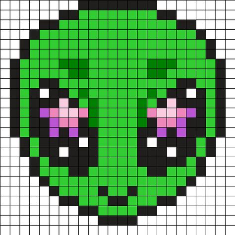 Kandi Patterns for Kandi Cuffs - Characters Pony Bead Patterns Alien Perler Pattern, Alien Bead Pattern, Spiritual Pixel Art, Alien Perler Bead Patterns, Edc Perler Bead Patterns, Ufo Pixel Art, Perler Bead Sprites, Rave Perler Bead Patterns, Kandi Bead Patterns