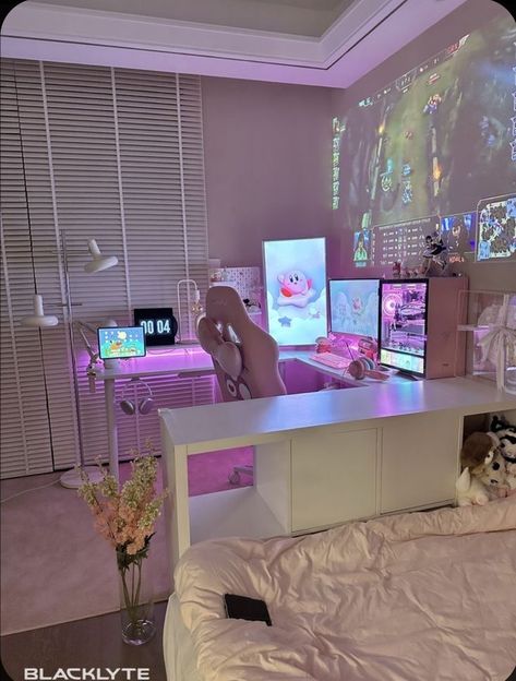 Girls Gaming Room, Games Room Inspiration, Gamer Room Decor, Video Game Room Design, Room Redesign, Pinterest Room Decor, Study Room Decor, Gaming Room Setup, Cozy Room Decor