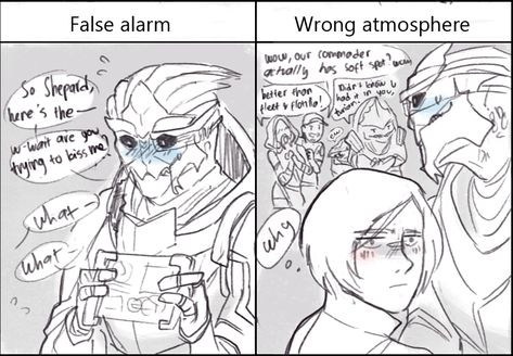 There's No Shepard Without Vakarian — mossygator: ��“Almost Kissing” mem ft. Space husband Garrus X Shepard, Mass Effect Quotes, Mass Effect Comic, Mass Effect Ships, Mass Effect Garrus, Mass Effect Funny, Star Wars Fanfiction, Mass Effect 1, Sims Baby