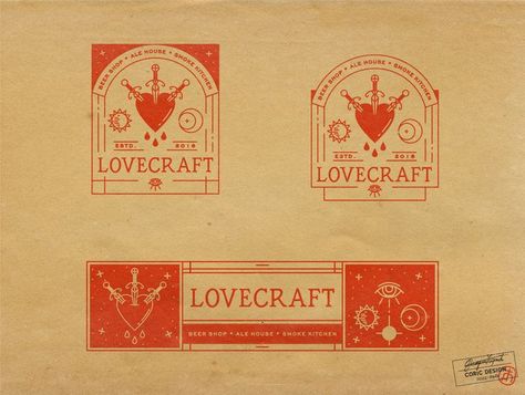 Lovecraft Logo Design Mystical esoteric Logo Concept for Lovecraft Beer Shop, Ale House & Smoke Kitchen in Arizona. The classic & mature but modern design was inspired by NYC in the 1920s, sophisticated antique interior design & dark/gothic aesthetics. #coricdesign #visualidentity #saturdays Victorian Branding Graphic Design, Occult Logo Design, 1920s Logo Design, Modern Gothic Graphic Design, Goth Branding Design, Gothic Branding Design, Witchy Branding Design, Goth Logo Design, Gothic Design Graphic