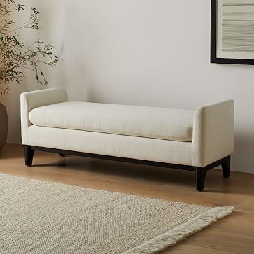 Harvey Bench | West Elm Mid Century Bench, Wood Dining Bench, Bench Designs, Bed Bench, Living Room Bench, Bedroom Bench, Indoor Bench, Upholstered Bench, Key Details