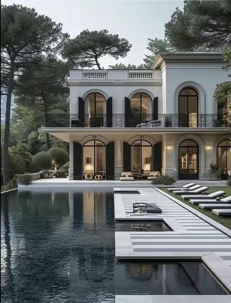 Monaco House Exterior, European Mansion Exterior, Monaco Mansion, Modern European Home Exterior, Modern French Mansion, European Home Exterior, Summer Mansion Exterior, Neoclassical Mansion Exterior, Modern European Home