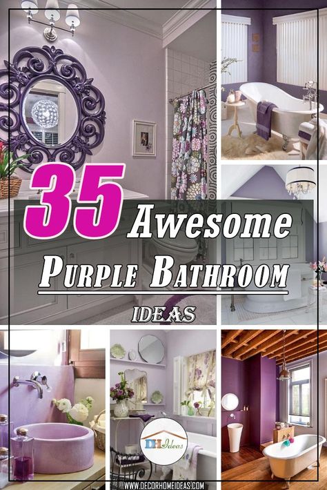 Purple Master Bath Ideas, Purple And White Bathroom Ideas, Purple And White Bathroom, Purple Bathroom Decor Ideas, Bathroom With Purple Accents, Purple Bathrooms Ideas, Purple And Grey Bathroom Ideas, Bathroom Color Schemes Purple, Purple Powder Room Ideas