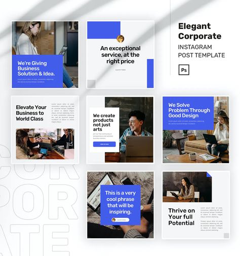 Best Templates Instagram, Case Study Instagram Post, Corporate Ig Feed, Layout For Instagram Post, Corporate Template Design, Corporate Social Media Template, Corporate Graphic Design Social Media, Instagram Technology Post, Corporate Instagram Feed Design