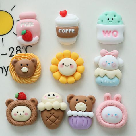 Clay Crafts For Kids, Polymer Clay Gifts, Clay Magnets, Diy Air Dry Clay, Air Dry Clay Projects, Tanah Liat, Clay Diy Projects, Clay Crafts Air Dry, Cute Polymer Clay