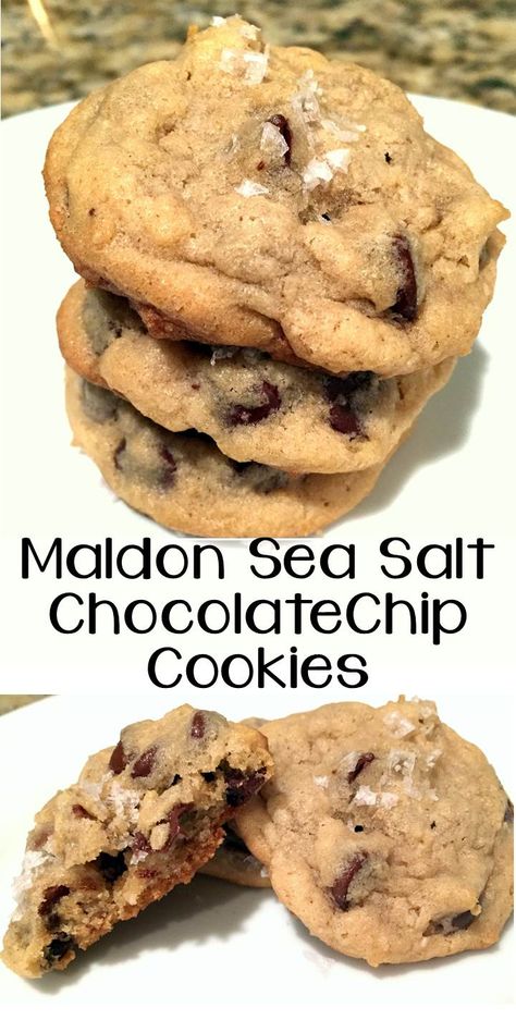 Maldon Salt Recipes, Chocolate Sea Salt Cookies, Sea Salt Chocolate Chip Cookies, Salt Chocolate Chip Cookies, Sea Salt Cookies, Flake Chocolate, Maldon Salt, Sea Salt Recipes, Gift Making Ideas