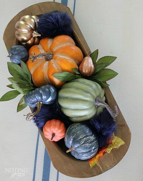 Cozy Fall Farmhouse Decor in Navy and Orange - the hottest color of the year is navy. Here's how to incorporate this cozy color in your fall decor. Navy Blue Pumpkin Decor, Blue Green Orange Fall Decor, Navy Pumpkin Decor, Fall Decor Using Blue, Fall Decor Ideas For The Home Blue, Fall Decor In Blue, Fall Decor Navy Blue, Blue And Orange Pumpkin Decor, Navy Halloween Decor