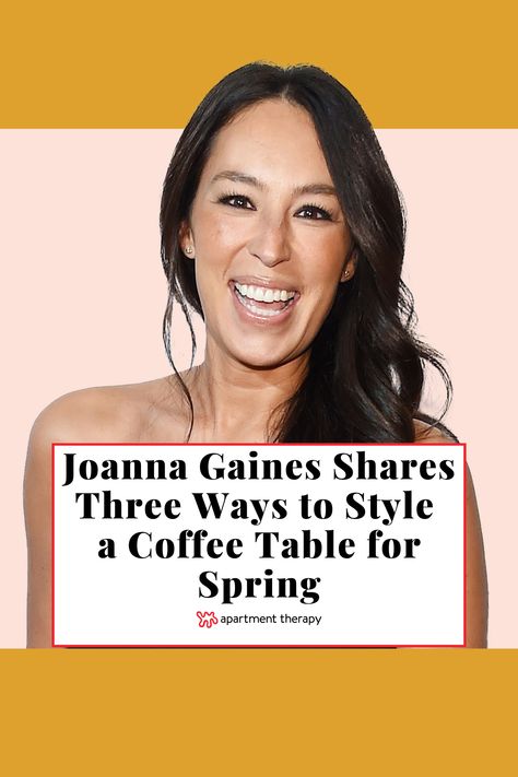 Joanna Gaines shares a few fun coffee table restyles that could inspire you to bring some spring into your living room this season. How To Stage A Round Coffee Table, Joanna Gaines Coffee Table Decor, Styling A Coffee Table Ideas, Coffee Table Style Ideas, How To Style A Square Coffee Table, Spring Coffee Table Decor Ideas, Vintage Coffee Table Decor Ideas, Coffee Table Books Decor Ideas, Small Coffee Table Styling