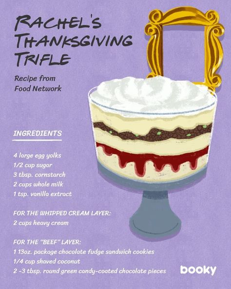 Thanksgiving Trifle, Friends Rachel Green, Cartoon Recipe, Friends Rachel, Homemade Recipe Books, Famous Recipes, Recipe Book Diy, Homemade Cookbook, Friends Reunion