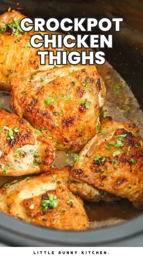 Easy Chicken Thigh Recipes Crockpot, Boneless Chicken Thighs Crockpot, Crackpot Chicken, Supper Meals, Chicken Breast Slow Cooker, Crockpot Chicken Thighs, Slow Cooker Chicken Thighs, British Cooking, Chicken Receipes