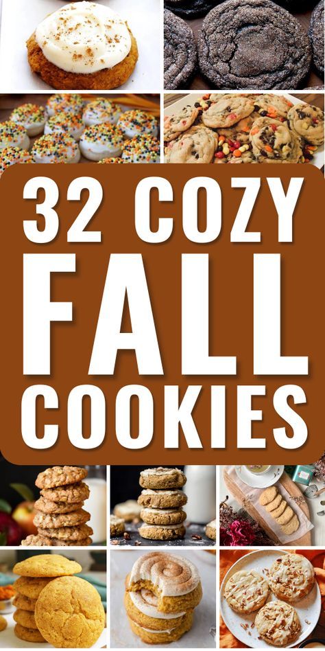 We're all about making your fall extra cozy with our delicious cookie recipes. Discover 32 amazing, warm, and comforting cookies perfect for the autumn season. From pumpkin spice delights to apple cinnamon treasures, these cookies are sure to make your kitchen smell heavenly. Ready to bake? Check out our full recipes and bring the flavors of fall into your home today! Click the link to start baking. Seasonal Baking Recipes, Fall Inspired Cookie Recipes, Seasonal Cookies Fall, Fall Goodies Dessert Recipes, Thanksgiving Cookie Flavors, Best Fall Cookies Recipes, Fall Cookie Flavors Ideas, Fun Fall Cookie Recipes, All Spice Cookies