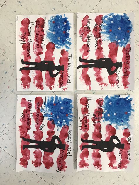 Infants craft completed for Veterans Day. Splattered blue hand prints and red foot print lines. Thank you for your service! Veterans Day Crafts For Infants, Veterans Day Craft For Kids, Veterans Day Crafts For Kids Toddlers, Veterans Crafts For Kids, Veterans Day Craft Preschool, Veterans Day Activities For Toddlers, Veterans Day Art For Kids, Veterans Day Craft For Preschool, Veterans Crafts