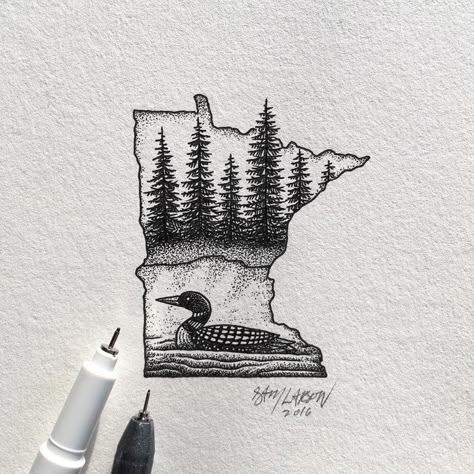 North Woods Tattoo Ideas, Up North Tattoo Ideas, Canoe Tattoo Ideas, Loon Tattoo Ideas Design, Minnesota Tattoo Ideas, Hometown Tattoo Ideas, Lake Superior Tattoo, Loon Tattoo Ideas, Canoe Tattoo