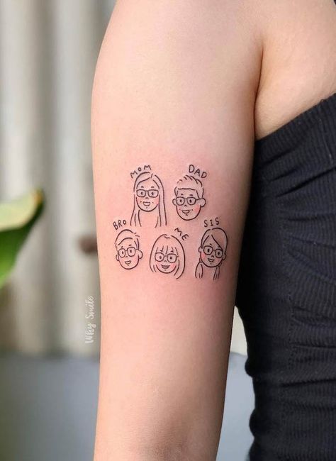 52 Heart-warming Family Tattoos And Meaning - Our Mindful Life 2023 Tiny Tattoos Family, Tattoo Idea For Family, Tattoo Ideas About Family, Small Tattoo Family, Family Tato, Tato Family, Family Word Tattoo, Tattoo About Family, Tattoo Meaning Family