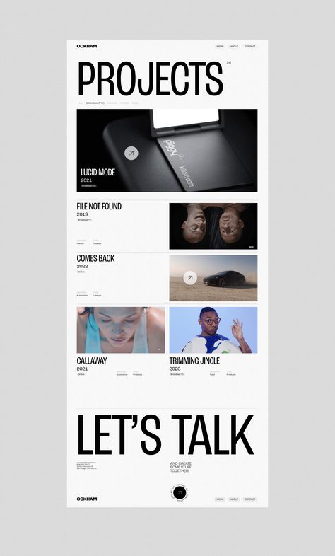 Bold Type Website Design, Hierarchical Grid Design, Video Editor Website, Product Designer Portfolio Website, Video On Website Design, Video Portfolio Design, Adobe Portfolio Design, Website Video Design, Website Text Layout