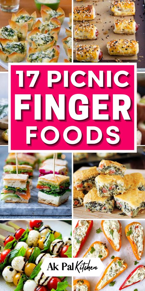 Enjoy our simple summer picnic finger foods. From portable snacks to summer appetizers to bite-sized treats and picnic sandwiches, these summer finger foods are sure to satisfy your cravings while you bask in the autumn ambiance. These picnic snacks are perfect for munching on the go. Explore our collection of easy picnic appetizers, from bite-sized treats to sandwich bites and mini quiches. Create a stunning grazing platter with a variety of skewer recipes, cheese, and charcuterie. Easy Lunch Finger Foods, Snack To Share Parties, Snack Platters Finger Foods, Mini Sandwiches For Picnic, Picnic Finger Foods Simple, Sandwhich Appetizers Summer, Finger Foods For Party Halloween, Easy Finger Food Ideas Simple, Finger Foods For Camping