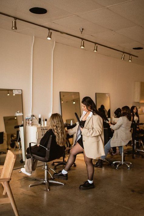 Busy Hair Salon, Aesthetic Hair Salon Pictures, Hair Salon Editorial, Hair Stylist Asthetic Picture, Hair Salon Lifestyle Photography, Hair Salon Asthetics, Hairstylists Aesthetic, Dream Hair Salon, Hair Stylists Aesthetic