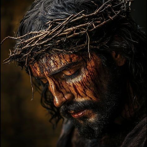 🚀 Visit RicaFeliz.com Today! This powerful and evocative image captures the intense suffering and sacrifice of Jesus Christ, adorned with a crown of thorns. Perfect for those who seek to reflect on the profound depth of faith and devotion. 🙏✨ #JesusChrist #Sacrifice #Faith #SpiritualArt #CrownOfThorns #Inspiration... Jesus With Thorn Crown, Jesus Crown Of Thorns, Jesus Suffering, Jesus Crown, White Jesus, Jesus Crucified, Jesus Peace, Jesus Sacrifice, Jesus Artwork