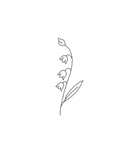 Simple Bluebell Tattoo, Lily Of The Valley Outline Tattoo, Line Art Lily Of The Valley, Simple Snowdrop Tattoo, Lilly Of The Valley Drawing Simple, Lily Of The Valley Line Tattoo, Lily Of The Valley Simple Drawing, Foxglove Tattoo Simple, Lily Of The Valley Line Drawing