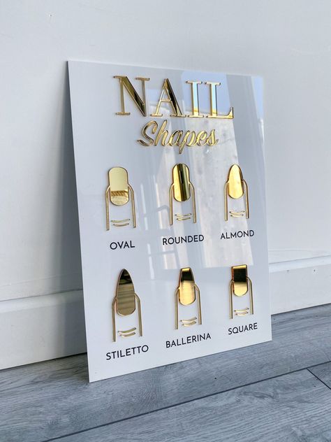 Nail Shape sign Sign | Acrylic Sign | Salon Sign | Aesthetics Sign | Nail Care | Nail Tech Nail Room Decor Ideas Black, Nail Tech Signs, Upscale Nail Salon, Nail Bar Aesthetic, Aesthetic Nail Room, Nail Room Aesthetic, Black Nail Room, Black And White Nail Salon, Salon Nails Ideas