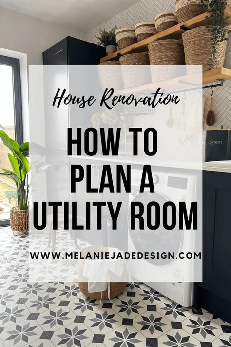 One of the most requested rooms when people are searching for a new house is space for a utility or laundry room! Here are some ideas on how to make the most of this small but important room and how to fit in lots of storage space. #melaniejadedesign #utilityroom #laundryroom #bootroom #homedecorideas Small Utilities Room Ideas, Cool Utility Room Ideas, Utility Room Boot Room Ideas, Huge Utility Room, Utility Room Layout Design, Utility Hallway Ideas, Utility Layout Ideas, Storage Ideas Utility Room, Utility Room Storage Ideas Ikea Hacks