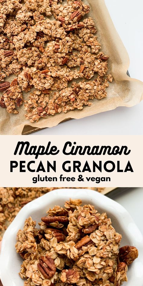 Cinnamon Roll Granola, Breakfast Videos, Pecan Granola, Homemade Granola Healthy, Granola Recipe Healthy, Dessert Homemade, Cinnamon Granola, Granola Recipe Homemade, Granola Healthy