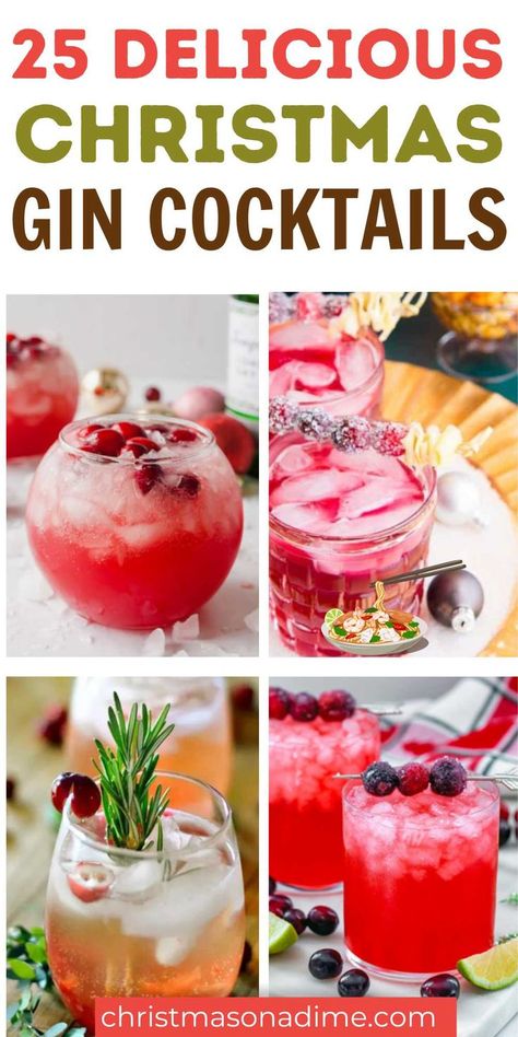 If you are looking for festive gin cocktails, make one of these Homemade Christmas Gin Cocktails. They are easily to make and are so delicious. Choose from 25 different cocktail recipes to make a signature drink for the holidays. Mix alcohol with cranberry juice, fresh orange juice, and rosemary simple syrup. #christmasonadime #christmasgincocktails #gincocktails Winter Gin Cocktails, Christmas Gin Cocktails, Easy Christmas Cocktails, Gin And Tonic Recipe, Pomegranate Gin, Elderflower Recipes, Gin Drink Recipes, Best Christmas Cocktails, Easy Gin Cocktails