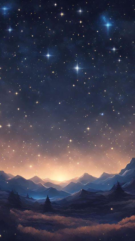 Night | Sky | Space | Dark | Stars | Fantasy | Fantasy Stars Aesthetic, Fantasy Sky Painting, Beautiful Starry Night Sky, Space Sky Painting, Starry Night Wallpaper Aesthetic, Dark Sky Drawing, Twilight Sky Aesthetic, Starry Night Sky Aesthetic, Star Fantasy Art