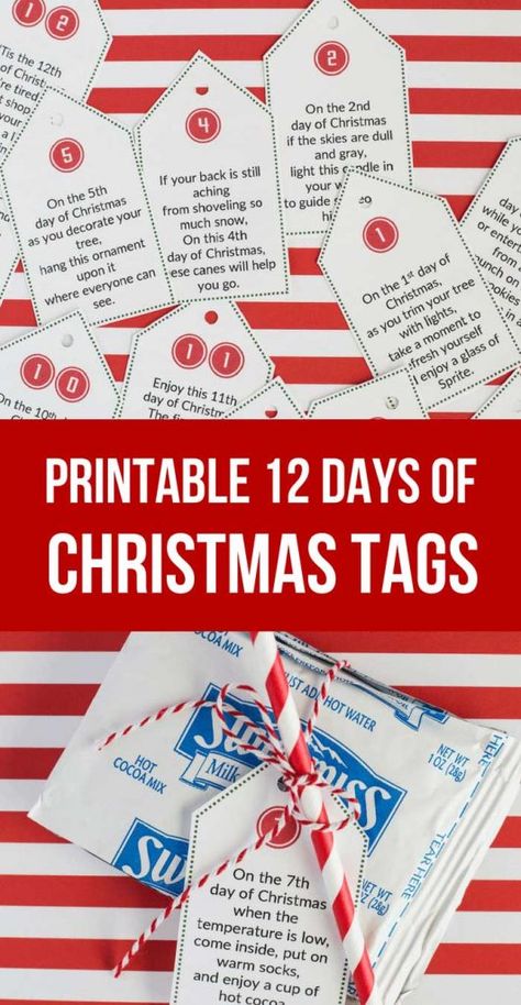 12 Days Of Christmas Tags, Bulk Gifts, 12 Days Of Xmas, Christmas Tags Printable, Teachers Diy, Christmas Poems, Christmas Idea, Ideas Hogar, Winter Ideas