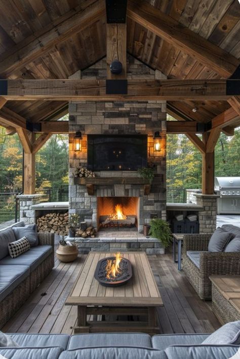 Outdoor Living Room Ideas, Urban Balcony, Modern Living Room Ideas, Outdoor Covered Patio, Modern Outdoor Living, Outdoor Fireplace Designs, Outdoor Fireplace Patio, Outdoor Patio Designs, Outdoor Pavilion