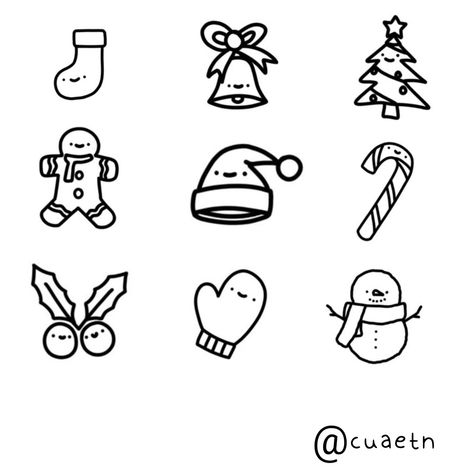 Doodles Easy Christmas, Christmas Art Doodles, Simple Doodles Christmas, Mini Doodles Easy, Cute Christmas Things To Draw Easy, Christmas Easy Doodles, Cute Mini Christmas Drawings, Simple Drawings Christmas, Easy To Draw Christmas Doodles