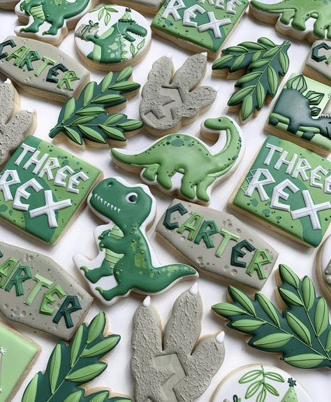 3 Rex Cookies Decorated, 3rex Cookies, Dinosaur Theme Cookies, 3 Rex Birthday Cookies, Dinosaur Birthday Party Cookies, Dinosaur Birthday Cookies Boys, Three Rex Birthday Cookies, Dinosaur Sugar Cookies Decorated, Dinosaur Cookies 3rd Birthday