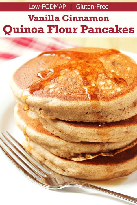 Quinoa Flour Pancakes, Cinnamon Quinoa, Gf Pancakes, Quinoa Pancakes, Gut Recipes, Fodmap Breakfast, Healthy Gut Recipes, Quinoa Flour, Toasted Quinoa