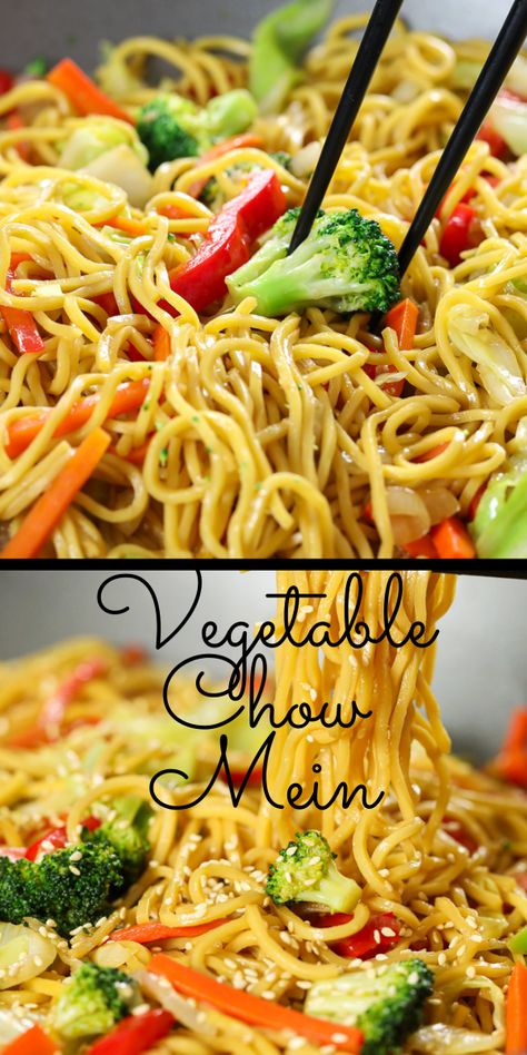 Asian Vegetable Noodles, Easy Vegetable Chow Mein, Vegetables Chow Mein Recipe, Chow Mein Stir Fry Noodles, Chow Mein Vegetarian, Veggie Chow Mein Stir Fry, Vegetable Rice Noodles, Chow Mein Sauce Easy, Chinese Vegetable Noodle Recipes