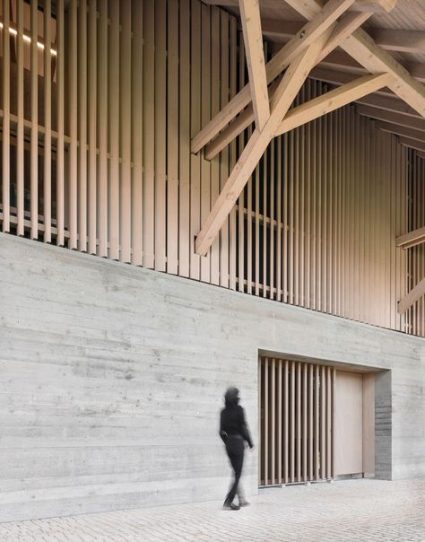 Timber And Concrete Architecture, Wood Concrete Architecture, Wood Facade Architecture Design, Concrete And Wood Architecture, Wood And Concrete Architecture, Stuttgart Library, Tectonic Architecture, Clapboard Siding, Wooden Facade