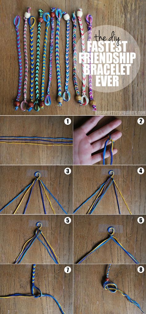 the DIY: FASTEST FRIENDSHIP BRACELET EVER Hadiah Diy, Friendship Bracelets Tutorial, Friendship Bracelets Diy, Crafty Craft, Bracelet Tutorial, Friendship Bracelet Patterns, Cute Crafts, Diy Accessories, Men's Jewelry