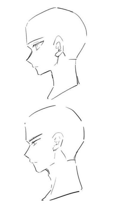 Head Angle Reference Drawing, Head Perspective Reference Angles, How To Draw Head Angles, Head Turned Reference, Sketch Face Reference, Head Refrence Art, Anime Head Reference Angles, Side Facing Reference, Head Art Base