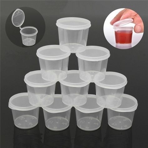 50ml 1/5/10 pcs Small Plastic Sauce Cups Food Storage Containers Clear Boxes + Lids RDV Egg Container, Take Out Containers, Plastic Food Containers, Spice Box, Food Box, Clear Box, Storage Buckets, Painted Boxes, Plastic Cups