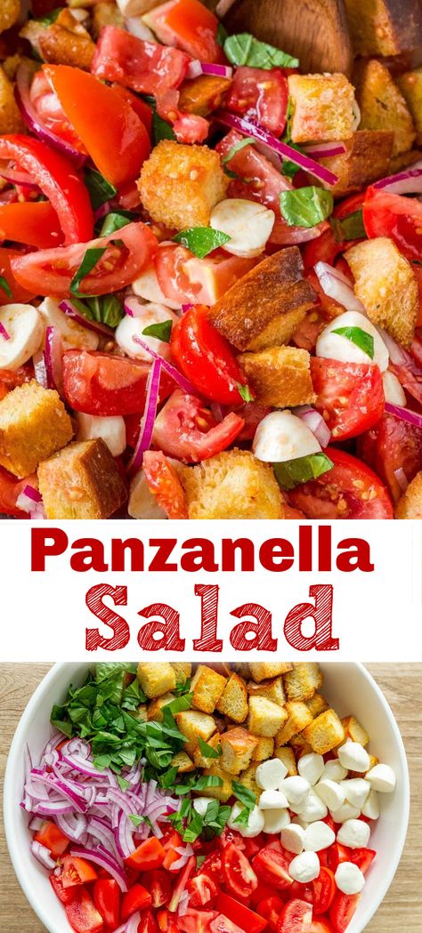 Italian Bread Salad, Panzanella Salad Recipe, Panzanella Recipe, Tomato Bread, Panzanella Salad, Bread Salad, Filipino Food, Paula Deen, Basil Leaves