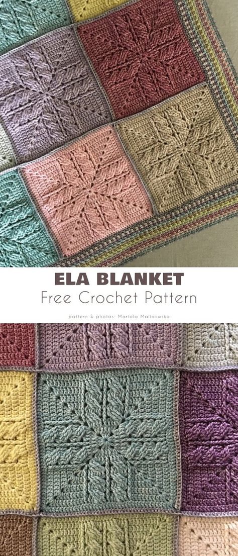 Ela Blanket Crochet Blanket Pattern Free Modern Granny Squares, Crochet Panels Afghan Pattern Free, Modern Granny Square Crochet Free, Granny Square Blanket 2 Colors, Different Granny Square Patterns Crochet Blocks, Filet Crochet Square Patterns Free, Granny Square Lapghan Pattern, Crochet Squares Blanket Patterns, Crochet Block Afghan Patterns Free