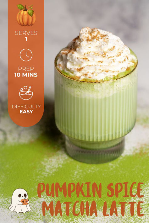 Made with our Organic Sweet Matcha Original and a rich homemade pumpkin syrup, this latte blends the earthy notes of matcha with the cozy flavors of pumpkin spice. Whether you prefer your matcha hot or iced, this drink is the perfect way to celebrate the season. Fall Matcha Drinks Starbucks, Halloween Matcha Recipes, Matcha Pumpkin Spice Latte, Fall Matcha Drinks, Pumpkin Matcha Latte, Pumpkin Matcha, Fall Dessert Recipes Pumpkin, Flavored Matcha Latte, Matcha Tea Recipes