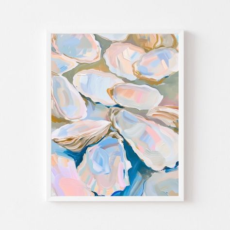 View COASTAL by FourSistersPrintShop on Etsy Coastal Beach Wall Art, Abstract Coastal Art, Dining Room 2024, Modern Coastal Wall Decor, Fauvist Art, Beachy Wall Art, Shell Painting, Wall Art Pastel, Beach House Wall Art