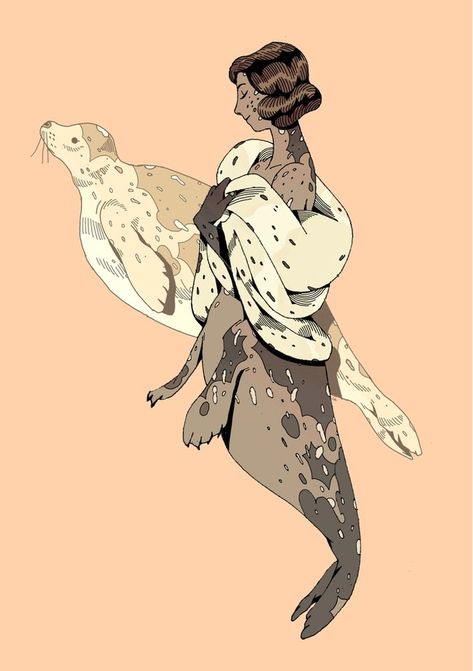 Selkie Mermaid, Seal Mermaid, Harbor Seal, Sea Lion, Mermaid Art, Creature Design, Creature Art, Art Reference Photos, Fantasy Character Design