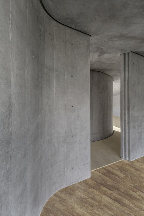 P House,© Enrique Macías Corrugated Concrete, Concrete Walls Interior, Houses In Mexico, Concrete Interiors, Concrete Houses, Concrete Walls, Concrete Architecture, Concrete Home, Curved Walls