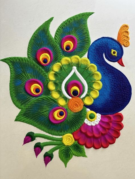 Advanced Rangoli Design Images (Kolam Ideas) Flower Color Rangoli Designs, Rangoli Images Beautiful, Rangoli Designs 2024 Diwali, Beautiful Rangoli Ideas, Diwali Rangoli Image, Ready Made Rangoli Designs, Ragoli Color Design 2024 New, Rangoli Ideas Peacock, Two Color Rangoli