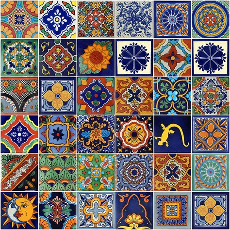 Latin Decor, Talavera Backsplash, Talavera Art, Mexican Kitchen Decor, Outdoor Kitchen Countertops, Tiles Handmade, Mexican Tiles, Mexican Talavera Tile, Mexican Kitchens