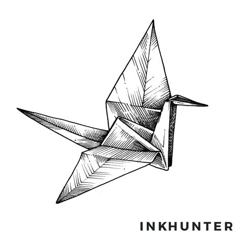 Try on Prison Break Origami Tattoo at inkHutner tattoo app - #PrisonBreakTattoo Origami Bird Drawing, Prison Break Drawing, Prison Break Tattoo Ideas, Paper Crane Drawing, Origami Tattoo Ideas, Prison Break Origami, Prison Break Tattoo, Origami Tattoos, Origami Drawing