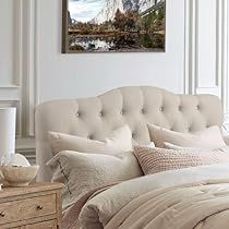 Headboard Master Room, Tufted Bedroom Ideas, Neutral Master Bedrooms Decor, Linen Headboard Bedroom, Fabric Headboard Bedroom, French Style Headboards, Tufted Headboard Bedroom, Cloth Headboard, Fabric Headboards