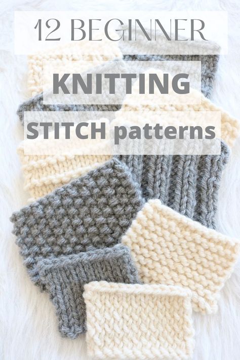 beginner knit stitch patterns How To Do The Knit Stitch, Knit One Purl Two, Learning How To Knit For Beginners, Knit 1 Purl 1 Pattern, Knitting Cheat Sheet, Knit Stiches Charts, Beginner Knitting Scarf Patterns Free, How To Knit A Top For Beginners, Purling For Beginners